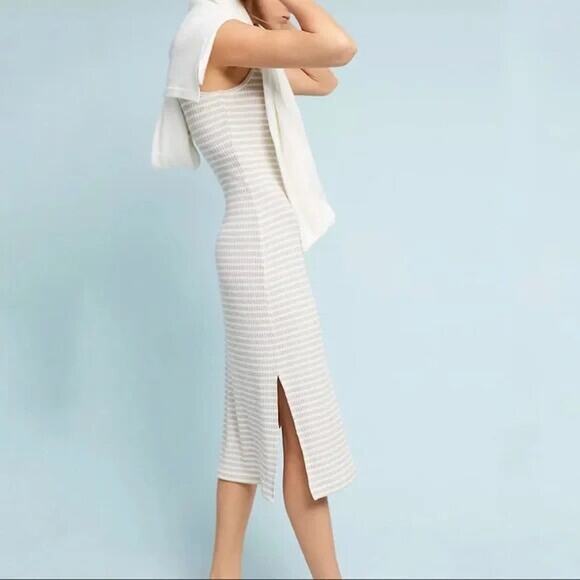 New Anthropologie Saturday Sunday Two Piece Striped Midi Dress with Hoodie Small - Picture 4 of 6